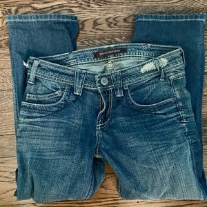 Yanuk Distressed Blue Cropped Jeans